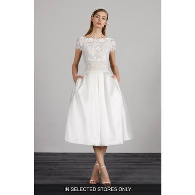 Pronovias Miami Lace & Mikado Tea Length Dress