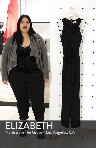 eliza j cross front halter jumpsuit