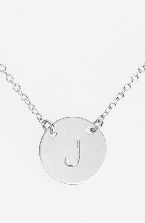 Sterling Silver Initial Disc Necklace in Sterling Silver J