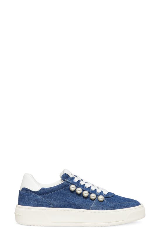 Shop Stuart Weitzman Courtside Pearl Sneaker In Washed/ White