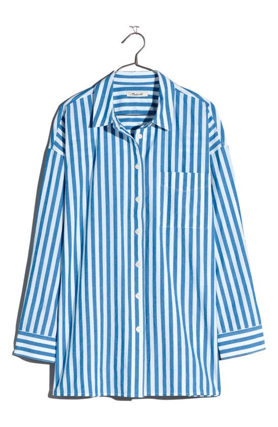 Shop Madewell The Plus Signature Poplin Oversize Button-up Shirt In Hermitage Blue
