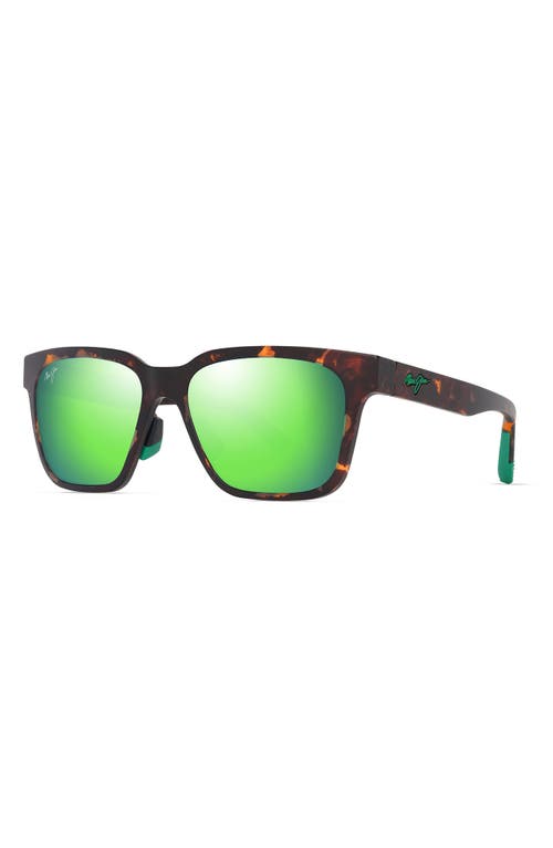 Maui Jim Punkikai 56mm Polarizedplus2® Square Sunglasses In Matte Dark Havana