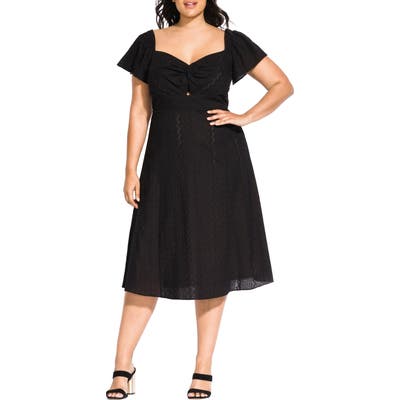 Plus Size City Chic Pretty Eyelet Dress, Black