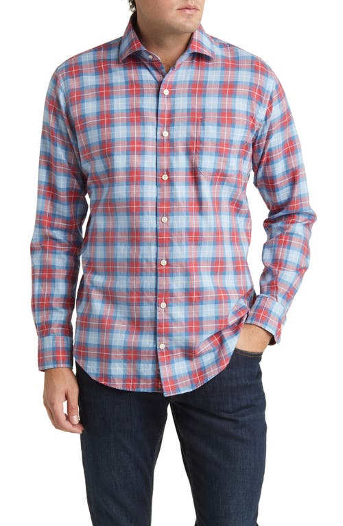 Peter Millar Alton Plaid Button-Up Shirt in Cottage Blue at Nordstrom, Size Small