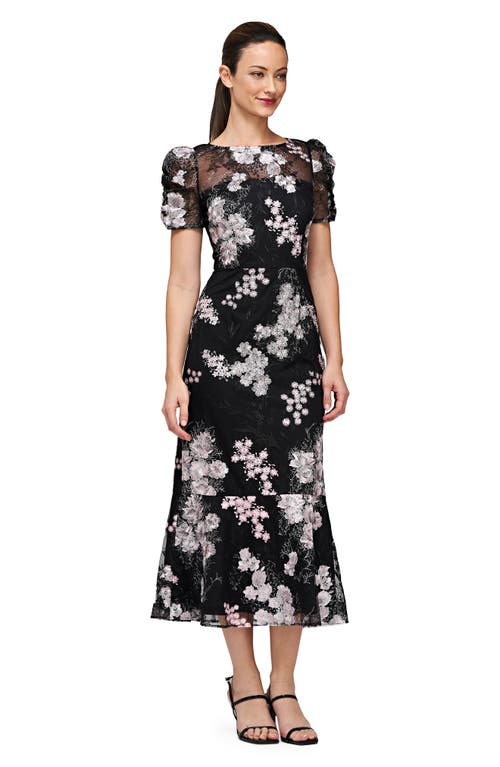 Shop Js Collections Hope Floral Embroidered Cocktail Dress In Black/blush