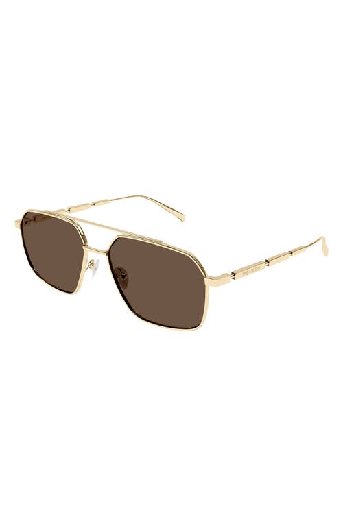 Shop Alexander Mcqueen 59mm Pilot Sunglasses In Gold