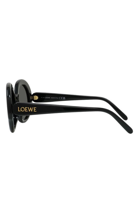 Loewe Thin 52mm Round Sunglasses In Shiny Black / Smoke