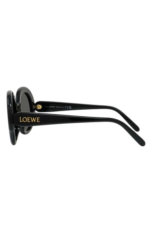 Shop Loewe Thin 52mm Round Sunglasses In Shiny Black/smoke