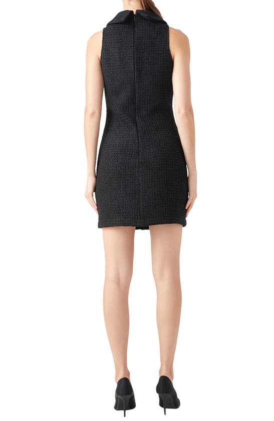 Shop Endless Rose Button Front Tweed Minidress In Black