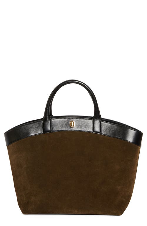 SAVETTE Large Tondo Suede & Leather Tote in Mink 