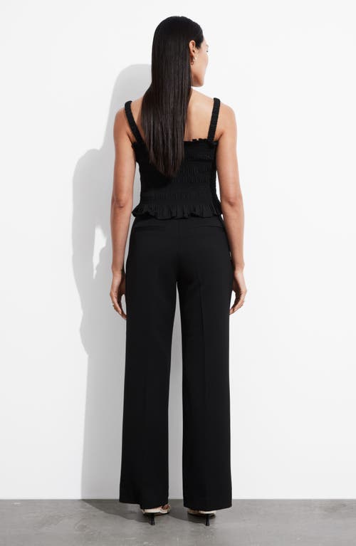 Shop & Other Stories High Waist Wide Leg Pants In Black Dark