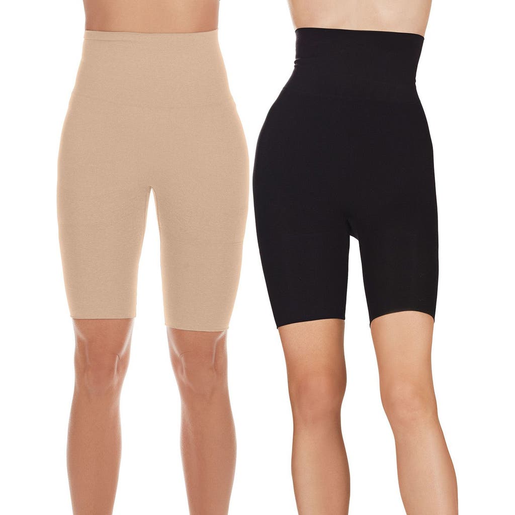 Memoi Women's Thigh Shaper In Black/beige Assorted