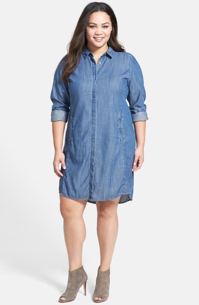Eileen Fisher Classic Collar Chambray Shirtdress (Plus Size) | Nordstrom