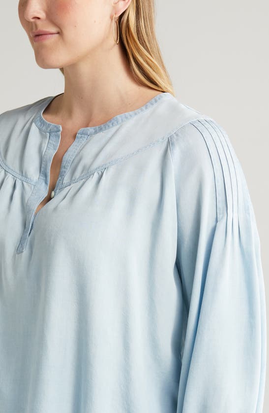 Shop Caslon Pintuck Detail Chambray Top In Ice Wash