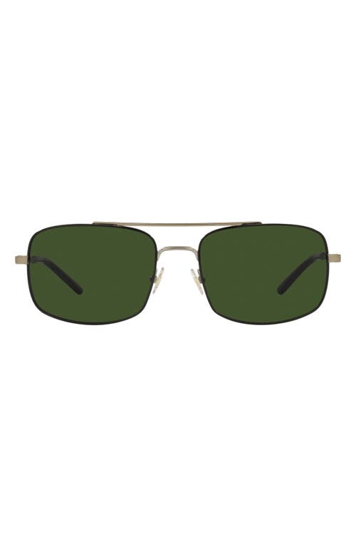 Brooks Brothers 58mm Rectangular Sunglasses in Matte Light Gold/Green at Nordstrom