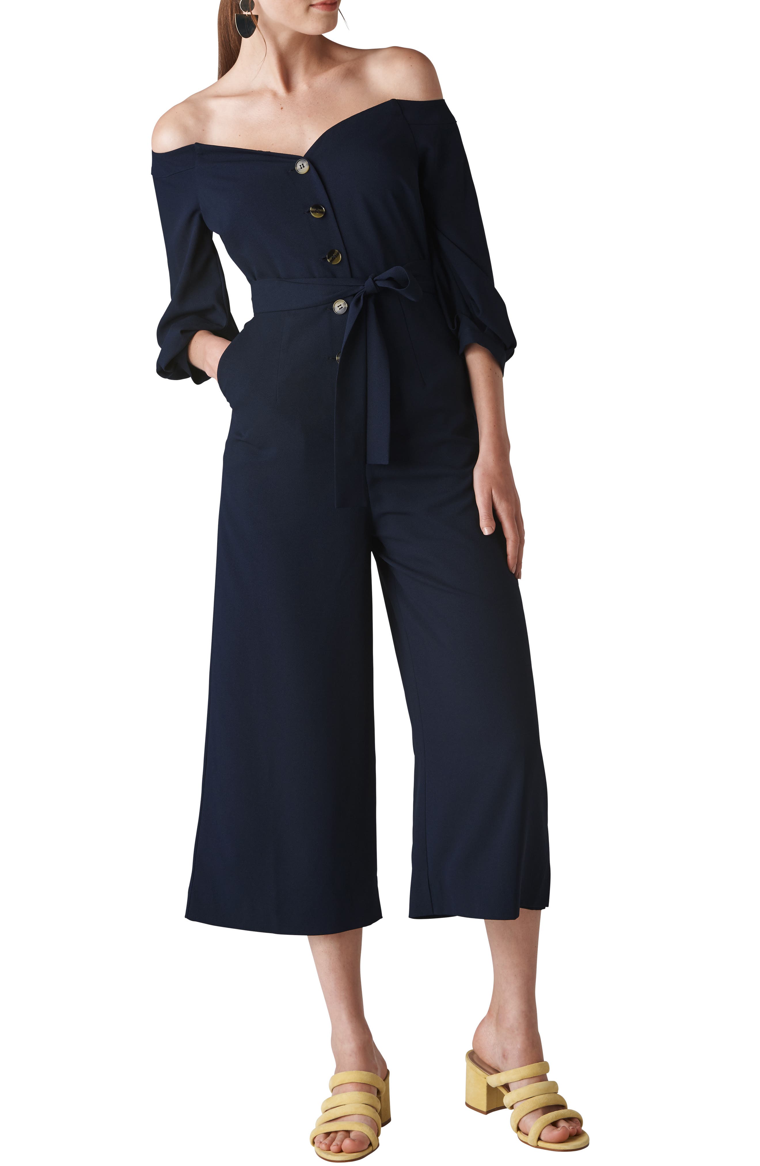 whistles carina off shoulder jumpsuit