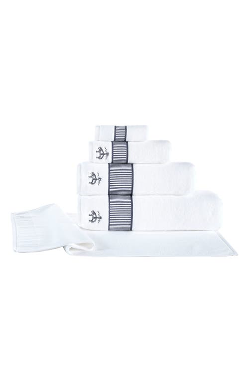 Brooks Brothers Border Bath Mat In White