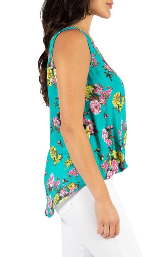 Kut From The Kloth Calla Floral Wrap Front Sleeveless Blouse In Teal
