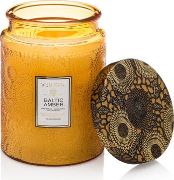 Voluspa Baltic Amber Large Embossed Glass Jar Candle | Nordstrom