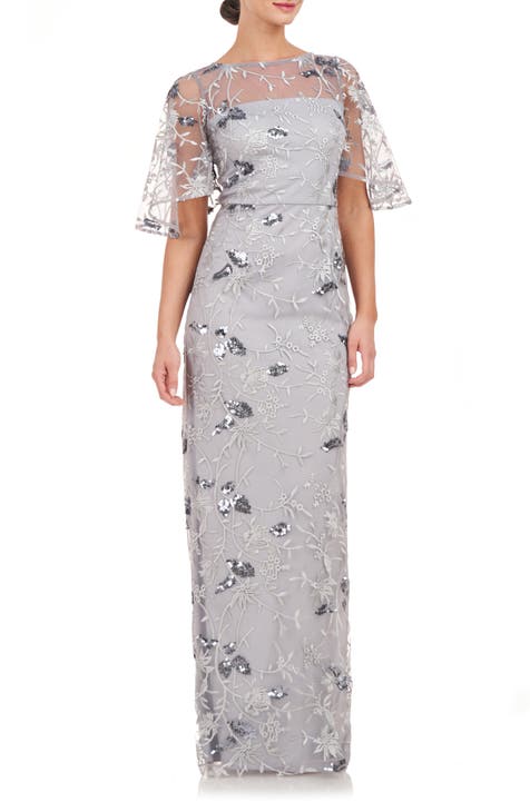 Daphne Embroidered Sequin Column Gown