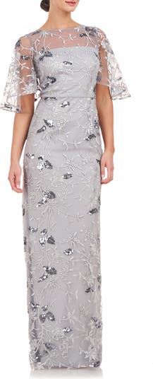 JS Collections Daphne Embroidered Sequin Column Gown