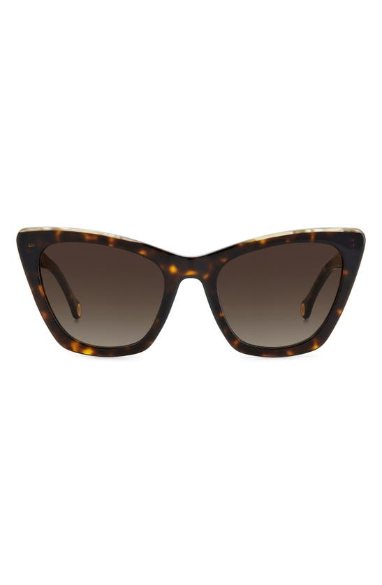 Shop Carolina Herrera 55mm Cat Eye Sunglasses In Tortoise/ Brown