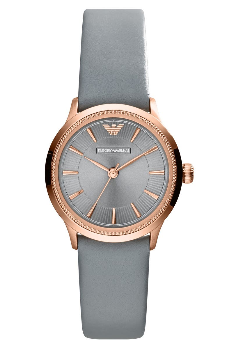 Emporio Armani Round Leather Strap Watch, 26mm | Nordstrom