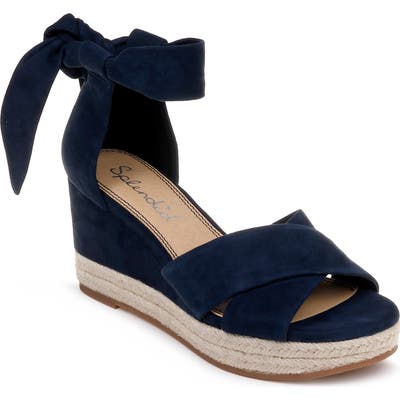 Splendid Terrence Ankle Wrap Wedge Sandal- Blue