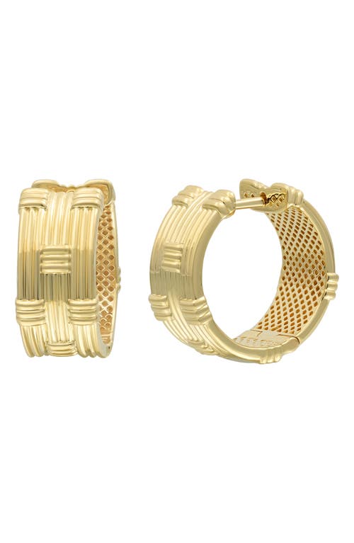 14K Gold Textured Hoop Earrings in 14K Yellow Gold