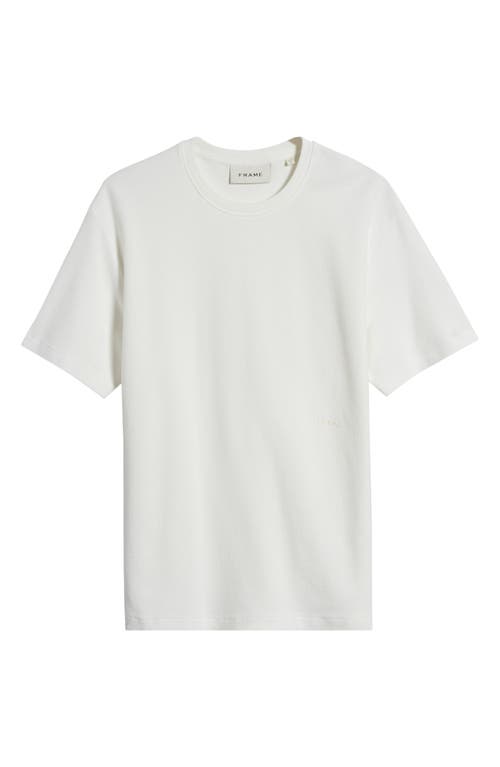 Shop Frame Solid Jacquard Cotton T-shirt In Off White