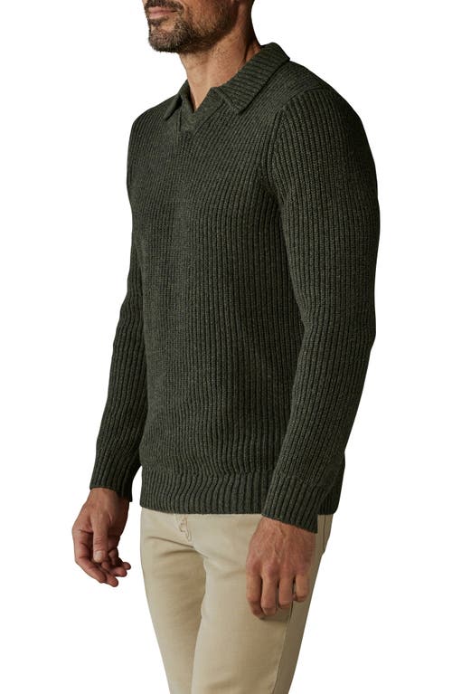 The Normal Brand Ribbed Cotton Blend Polo Sweater In Olive