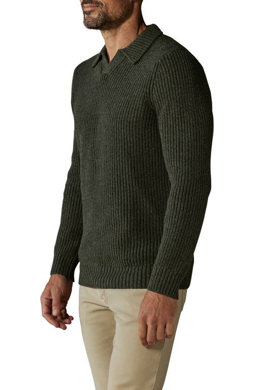 Shop The Normal Brand Ribbed Cotton Blend Polo Sweater In Olive