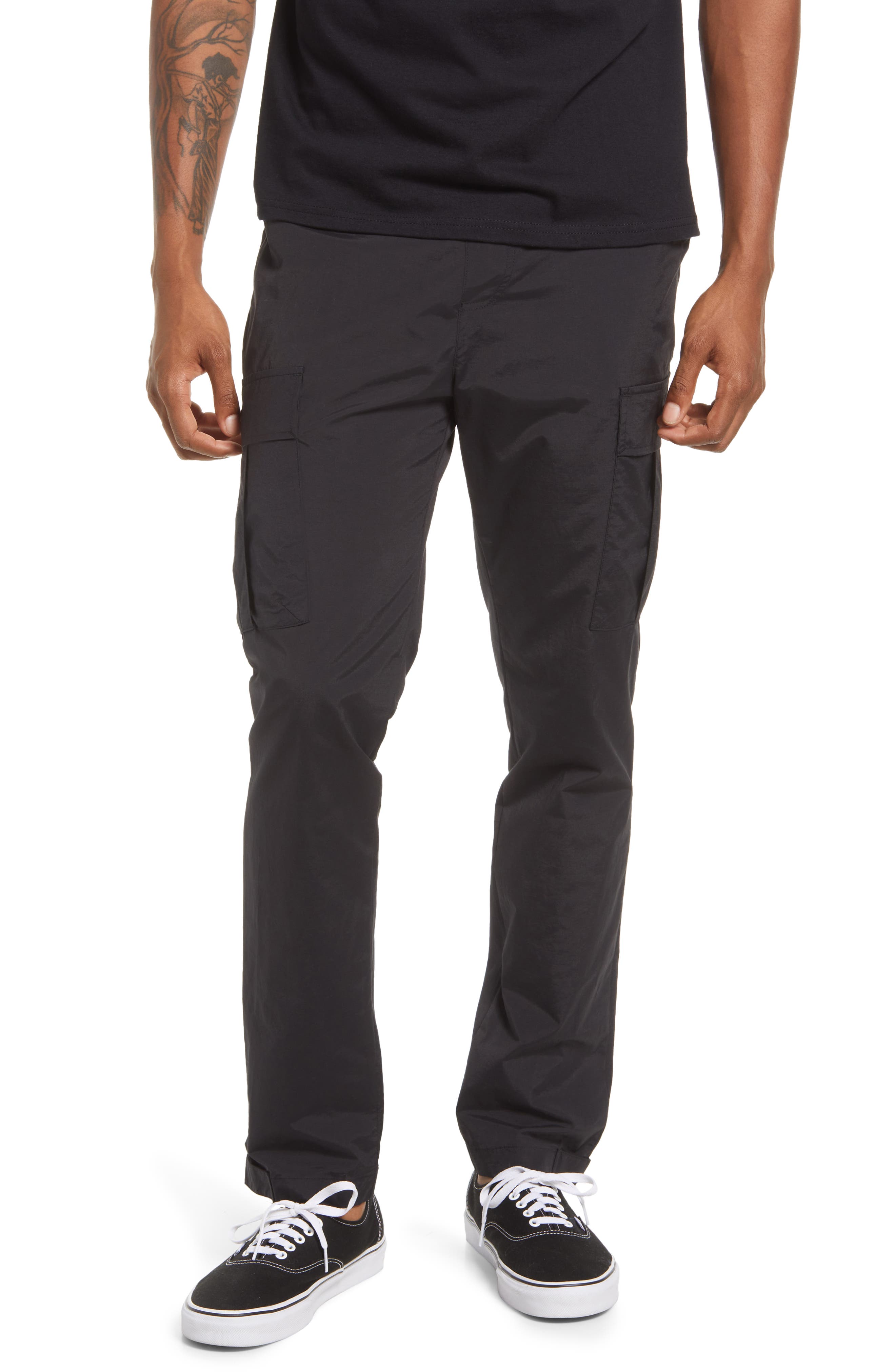 cargo black pants mens