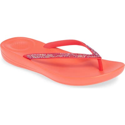 Fitflop Iqushion(TM) Splash Crystal Flip Flop, Coral
