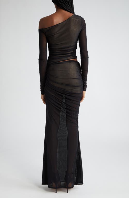 Shop Retroféte Retrofête Aura Sequin Detail One-shoulder Gown In Black/nude