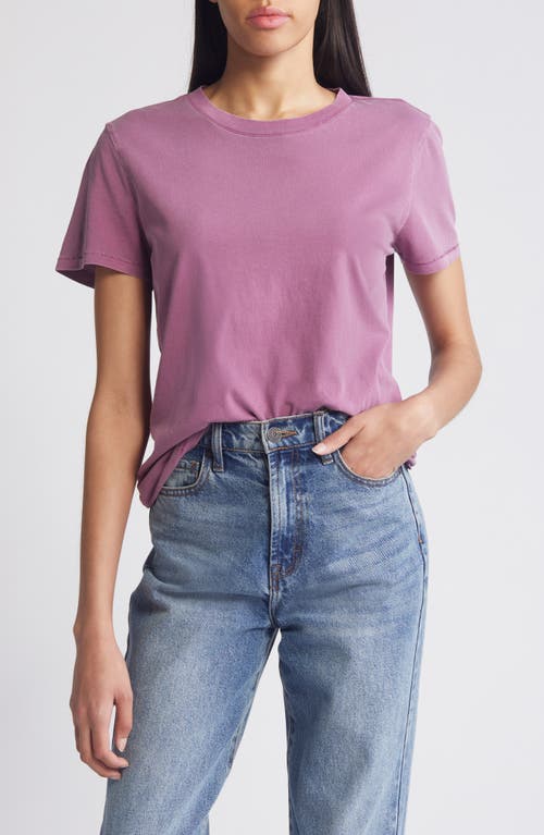 Shop Treasure & Bond Relaxed Crewneck Cotton T-shirt In Purple Argyle