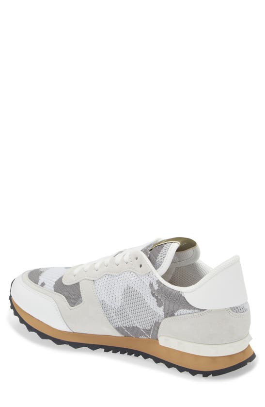 Shop Valentino Rockrunner Sneaker In 52x-grey/ Bianco/ Beige