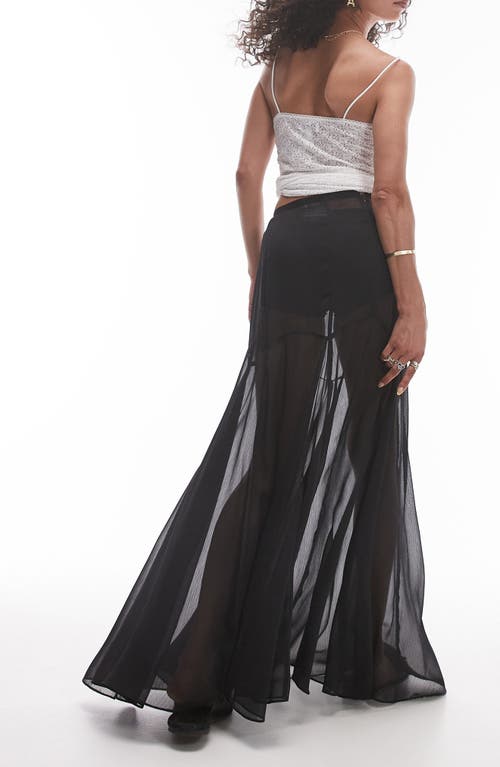 Shop Topshop Godet Sheer Maxi Skirt In Black