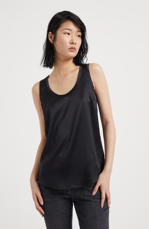 Shop Brunello Cucinelli Satin Top In Black