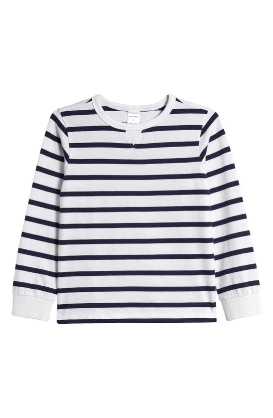 Shop Nordstrom Kids' Stripe Long Sleeve Cotton T-shirt In Navy Peacoat Resort Stripe