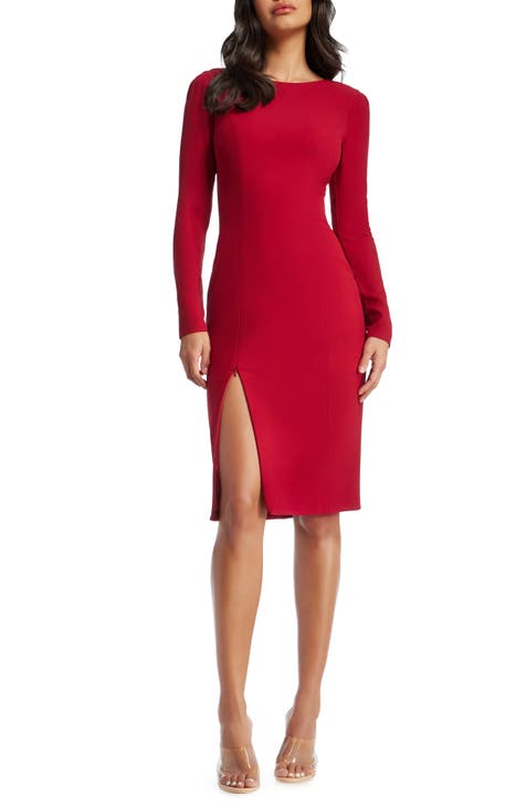  Women's Bodycon Dresses Long Sleeve Wrap Dress Plus Size Ruched  Dress Wedding Guest Midi Dress Elegant Skims Dress Red: Clothing, Shoes &  Jewelry