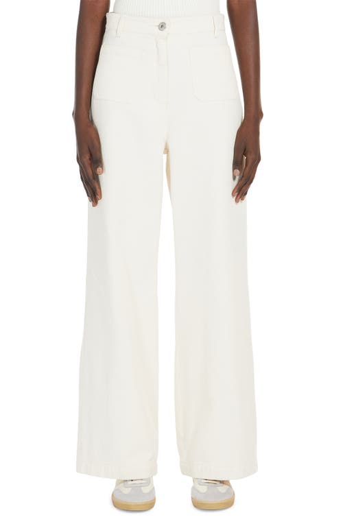 Shop Weekend Max Mara Filtro Patch Pocket Wide Leg Jeans In Ecru