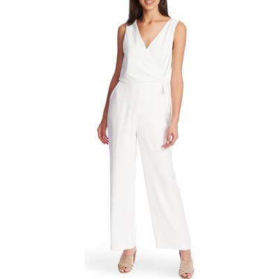 1.state Wrap Front Sleeveless Soft Twill Jumpsuit, Ivory