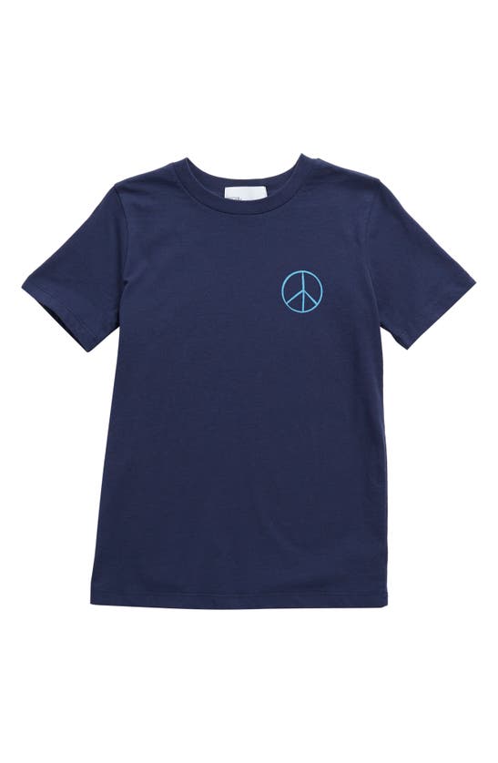 Nordstrom Rack Kids' Graphic Print T-shirt In Navy Denim Peace Sign