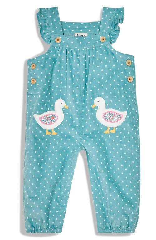 Shop Jojo Maman Bébé Jojo Maman Bebe Duck Appliqué Dot Print Corduroy Overalls & Pointelle T-shirt Set In Duck Egg