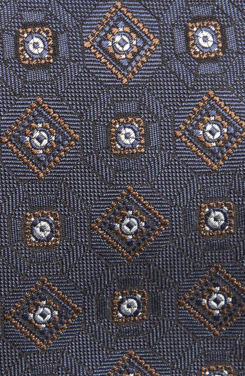 Shop Brioni Medallion Pattern Silk Tie In Brown/blue