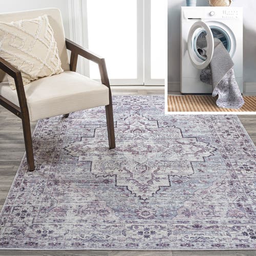 Jonathan Y Didim Boho Gray Medallion Machine-washable Area Rug In Gray/purple
