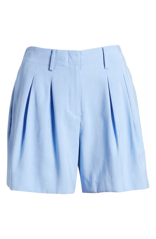 Shop Open Edit Pleated High Waist Trouser Shorts In Blue Hydrangea