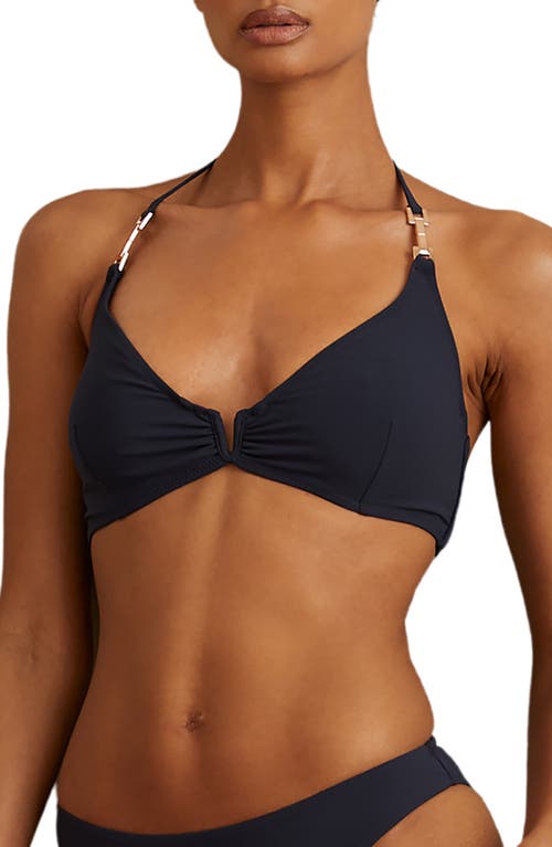 Shop Reiss Millie Hardware Triangle Bikini Top In Navy