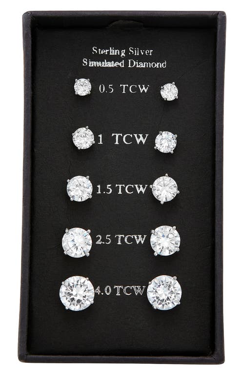 Fuzion Creations 5-pack Assorted Cz Stud Earrings In Silver